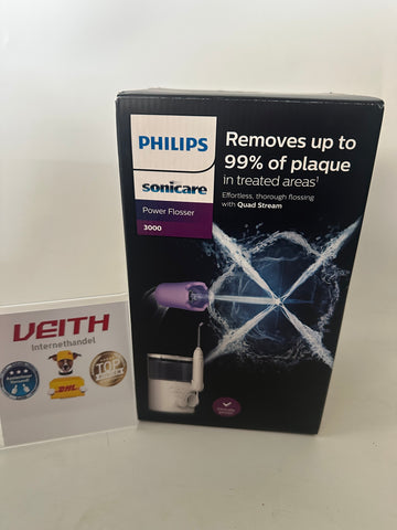 Philips Sonicare Power Flosser 3000, Munddusche mit Quad Stream Technologie, weiß (Modell HX3711/20)