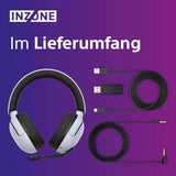 Sony INZONE H5 - Wireless Gaming Headset, 360 Spatial Sound für Gaming, komfortabler Sitz, 28 Std. Akkulaufzeit, geringe Latenz, Mikrofon mit AI, PC & PS5 kompatibel - Weiß