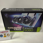 MSI GeForce RTX 5080 16G Gaming Trio OC — 16GB GDDR7 (30Gbps/256-bit), PCIe 5X 16, Boost: 2745 MHz, HDMI 2.1b, DisplayPort 2.1b
