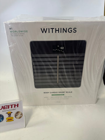 Withings Body Cardio – WLAN-Smart-Waage mit Körperfettwaage, Messung von Herzfrequenz, Gefäßalter, BMI, Körperfett, Muskelmasse und Wasseranteil % - Schwarz