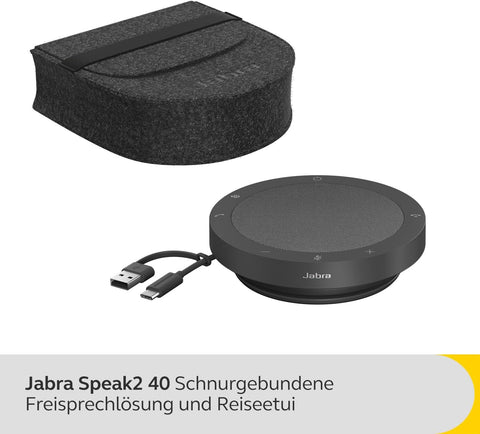 ✔️ Jabra Speak2 40 Portable Handsfree Calling NEU&OVP✔️ / Differenzbesteuert nach §25a, 4 Noise Cancelling Microphones, 50mm Broadband Speaker, Broadband Audio, with USB-A and USB-C for MS Teams Certified, Dark Grey