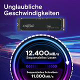 ✔️ Crucial T700 4TB SSD PCIe Gen5 NVMe M.2 Interne SSD, bis zu 12.400MB/s, Microsoft DirectStorage, PCIe 4.0 abwärtskompatibel, Solid State Drive - CT4000T700SSD3