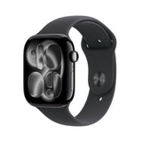 ✔️ Apple Watch Series 11 GPS 46 mm Smartwatch mit Aluminiumgehäuse in Diamantschwarz und Sportarmband in Schwarz (M/L). Schlafindex, Fitnesstracker, Gesundheitstracking, Always-On Display, Wasserschutz