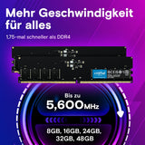 ✔️ Crucial DDR5 RAM 32GB 4800MHz, PC Computer Arbeitsspeicher, CL40 - CT32G48C40U5