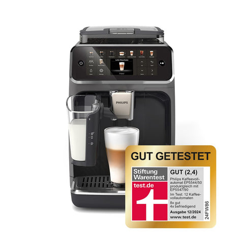 Philips Serie 5500 Kaffeevollautomat inkl. Latte Go, SilentBrew-Technologie EP5544/50, Schnellstart. Aromatischer Kaffee aus frisch gemahlenen Bohnen, 20 Heiß- und Eisgetränke, Grau (EP5544/50)
