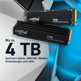 ✔️ Crucial T700 4TB SSD PCIe Gen5 NVMe M.2 Interne SSD, bis zu 12.400MB/s, Microsoft DirectStorage, PCIe 4.0 abwärtskompatibel, Solid State Drive - CT4000T700SSD3