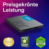 ✔️ Crucial BX500 2TB 3D NAND SATA 2,5 Zoll Interne SSD - Bis zu 540MB/s - CT2000BX500SSD1