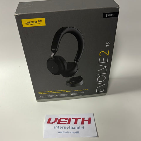 Jabra Evolve2 75 Wireless PC Headset mit Ladedock, 8-Mikro-Technologie NEU & OVP  ✔️