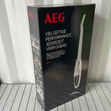AEG QX6-1-44SW 2in1 Akku Staubsauger / schlanke Bauform / Multi-Bodendüse / hochwirksam auf Teppichen / bis zu 45 min Laufzeit / 18 Volt / inkl. Zubehör / freistehend / weiß