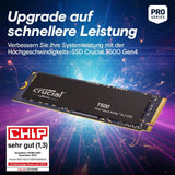 ✔️ Crucial T500 SSD 4TB PCIe Gen4 NVMe M.2 Interne Festplatte, bis 7000 MB/s, TLC NAND, kompatibel mit Laptop und Desktop, Microsoft DirectStorage - CT4000T500SSD3