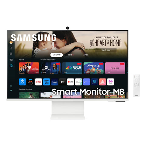 ✔️ Samsung M80D Smart Monitor, 32 Zoll, 4K AI Upscaling, UHD, 60 Hz, 360 Audio Mode, Inkl. Webcam, Bildschirm mit Lautsprechern und Höhenverstellung, Smart TV Apps mit Fernbedienung, LS32DM801UUXEN