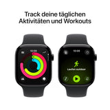 ✔️ Apple Watch Series 11 GPS 46 mm Smartwatch mit Aluminiumgehäuse in Diamantschwarz und Sportarmband in Schwarz (M/L). Schlafindex, Fitnesstracker, Gesundheitstracking, Always-On Display, Wasserschutz