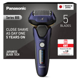 Panasonic Series 800 ES-LV67 Elektrischer Nass- & Trockenrasierer, 5-fach-Scherkopf Mit Linearmotor Und Bartsensor Technologie, Inklusive Pop-up Trimmer Und 16D-Multi-Flex-Kopf, Navy Blau