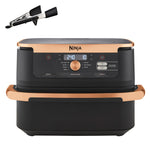 Ninja Foodi FlexDrawer Dual Zone Heißluftfritteuse, Airfryer mit 10,4-Fach und herausnehmbarem Trenner, Antihaftbeschichtung, spülmaschinenfester Korb, 7-in-1, Schwarz & Kupfer, AF500EUCP