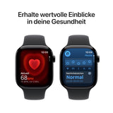 ✔️ Apple Watch Series 11 GPS 46 mm Smartwatch mit Aluminiumgehäuse in Diamantschwarz und Sportarmband in Schwarz (M/L). Schlafindex, Fitnesstracker, Gesundheitstracking, Always-On Display, Wasserschutz