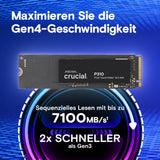✔️ Crucial P310 SSD 1TB M.2 2280 PCIe Gen4 NVMe, bis 7.100 MB/s, für Laptop, Desktop PC & Handheld Spielekonsolen, Interne Festplatte - CT1000P310SSD801