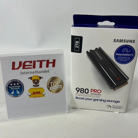 Samsung 980 PRO 2 TB Heatsink PCIe 4.0 (bis zu 7.000 MB/s) NVMe M.2 (2280)  NEU&OVP / Differenzbesteuert nach §25a