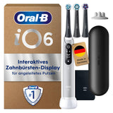 Oral-B iO Series 6 Elektrische Zahnbürste — Electric Toothbrush, Inkl. 3 Aufsteckbürsten und Reise-Etui — 5 Putzmodi für Zahnpflege, Zahnbürste Elektrisch, Designed by Braun, Grau