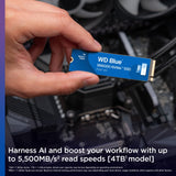 ✔️ WD Blue SN5000 NVMe SSD 2 TB interne SSD (Geschwindigkeiten von bis zu 5.150 MB/s/4.850 MB/s Lesen/Schreiben, 900 TBW, Western Digital nCache 4.0, Acronis True Image for Western Digital)