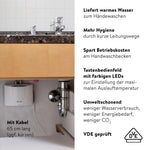 ✔️ CLAGE MCX3 elektronischer Klein-Durchlauferhitzer fürs Handwaschbecken, energiesparend, 3,5 KW mit Stecker, druckfest + drucklos, VDE-GS geprüft, 1500-15003