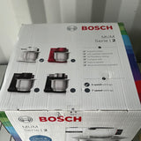 Bosch Küchenmaschine MUM Serie 2 MUMS2EW00, Edelstahl-Schüssel 3,8 L, Planetenrührwerk, Knethaken, Schlag-, Rührbesen Edelstahl, 4 Arbeitsstufen, durch optionales Zubehör erweiterbar, 700 W, weiß