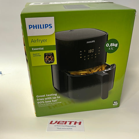 Philips Airfryer L, Heißluftfritteuse ohne Öl, 4.1 L, 1400 W, Warmhaltefunktion, Digitales Display mit 7 Programmen, NutriU App Rezepte, Schwarz, HD9252/90