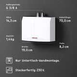✔️ STIEBEL ELTRON Vitrinenaussteller hydraulischer Mini-Durchlauferhitzer DHM 3 nur fürs Handwaschbecken, 3,5 kW, mit Stecker, druckfest + drucklos, VDE geprüft, 220813