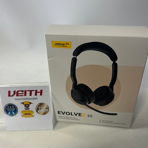 ✔️ Jabra Evolve2 55 - schnurloses Stereo-Headset mit Jabra Air Comfort - Mikrofone mit Geräuschunterdrückung und ANC - für MS Teams zertifiziert, mit anderen Plattformen kompatibel - Schwarz