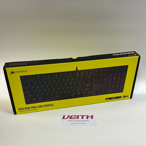 Corsair K60 RGB PRO LOW PROFILE Mechanische Gaming-Tastatur (CHERRY MX Low Profile SPEED Tastenschalter: Schnell und Hochpräzise, Schlanker Aluminium-Rahmen, RGB-Beleuchtung) QWERTZ, Schwarz