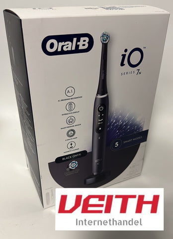 Oral-B iO 7N Elektrische Zahnbürste, Schwarz, Bluetooth, 2 Bürsten, 1 Reiseetui