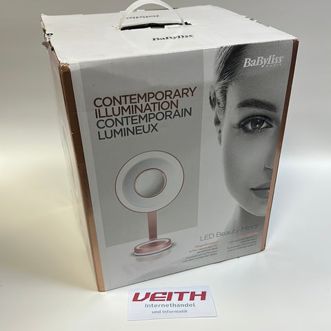 BaByliss 9450E LED Beauty Makeup Spiegel mit edlem Satin-Finish, dimmbarer LED Beleuchtung, magnetischem 10-fach & 5 Lichteinstellungen