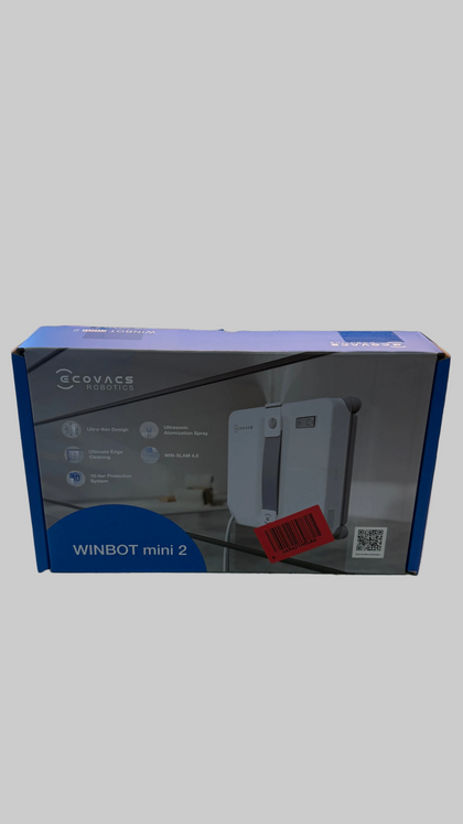 ECOVACS WINBOT Mini 2 Fensterputzroboter mit Eckbürsten & Ultraschallzerstäubung, Ultraschlank & Leicht für Schmale Fenster, Smarte Navigation, 6 App-Modi, 10-Stufiges Sicherheitssystem