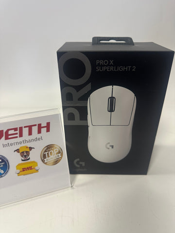 Vitrinenaussteller Logitech G PRO X SUPERLIGHT 2 LIGHTSPEED Kabellose Gaming-Maus, West Europa Verpackung, Lightweight, 60g, 8K-Abrufrate, 44K DPI, 5 programmierbare Tasten, USB-C, PC & Mac - Weiß