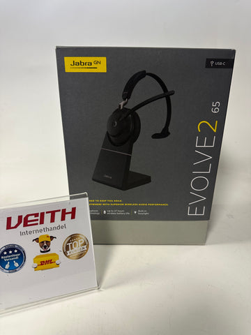 ✔️ Jabra Evolve2 65 Vitrinenaussteller Wireless PC Headset mit Ladestation NEU&OVP / Differenzbesteuert nach §25a