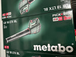 Metabo Akku-Laubbläser mit EINEM AKKU LB 18 LTX BL (601607650) 18V mit EINEM AKKU , 150 km/h Luftgeschwindigkeit, bürstenlos (inkl. Tragegurt, gummiertem Griff, Akku und Ladegerät)