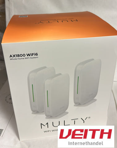 Multy M1 WiFi 6 AX1800 WLAN Mesh-System von Zyxel für den gesamten häuslichen Bereich. Router und Satellit, kompatibel zu Alexa – 3 Pack [WSM20], WSM20-EU0301F