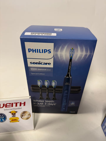 Philips Sonicare DiamondClean elektrische Zahnbürste der 9000er Serie – Schallzahnbürste, sauberere Zähne und Mundpflege mit 4x C3 Premium Plaque Defense-Bürstenköpfen, Aquamarine (Modell HX9911/89)