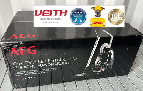 AEG VX6-2-IW-5 Staubsauger mit Beutel / 360° drehbare Räder / Zusatzdüsen und Staubbeutel / für Hart- und Teppichböden / 800 Watt / 9 m Aktionsradius / Ergo-Handgriff / neue technische Version / weiß
