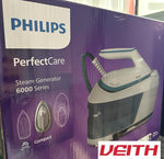 Philips PerfectCare  PSG6022/20 - 2400 W, 500 g Dampfstoß, 6,5 Bar Druck, OptimalTEMP Technologie, 1,8-Liter-Tank, Weiß/Blau (PSG6022/20)