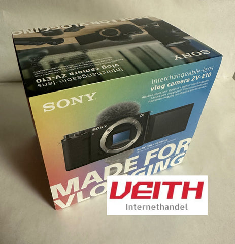 Sony Alpha ZV-E10 | APS-C spiegellose Wechselobjektiv-Vlog-Kamera (schwenkbarer Bildschirm für Vlogging, 4K-Video, Echtzeit-Augen-Autofokus), Schwarz