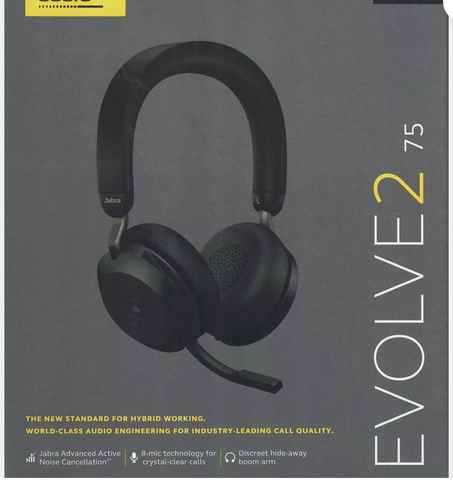 Jabra Evolve2 75 Wireless PC Headset mit 8-Mikrofon-Technologie - NEU&OVP / Differenzbesteuert nach §25a