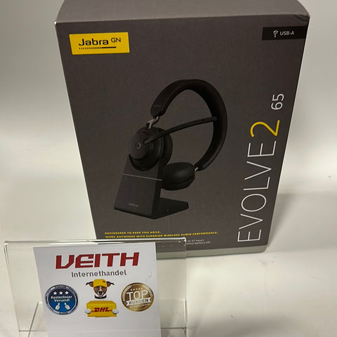 ✔️ Jabra Evolve2 65 Wireless Headset mit Ladestation – NEU&OVP / Differenzbesteuert nach §25a
