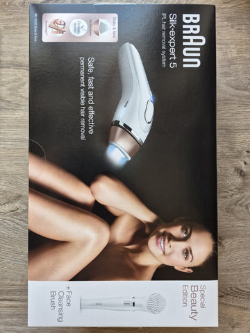 ✔️ Braun 81641168 Silk-expert IPL Haarentfernungsgerät BD 5008, mit Gesichtsreinigungsbürste, weiß/gold