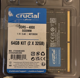 ✔️ Crucial DDR5 RAM 64GB Kit (2x32GB) 4800MHz SODIMM, Arbeitsspeicher für Laptop/Notebook, Mini PC, CL40 - CT2K32G48C40S5
