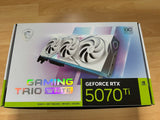 ✔️ GeForce RTX 5070 Ti 16G Gaming Trio OC White — 16GB GDDR7 (28Gbps/256-bit), PCIe 5, Boost: 2572 MHz, HDMI 2.1b, DisplayPort 2.1b