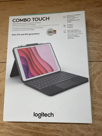 ✔️ Logitech Combo Touch für iPad (7., 8. und 9. Generation) Schutzcase mit Präzisions-Trackpad, Notebook-ähnlicher Tastatur mit Hintergrundbeleuchtung, Smart Connector, Deutsches QWERTZ-Layout - Schwarz