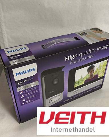 PHILIPS WelcomeEye Touch Video-Türsprechanlage, mit Kamera, 7 Zoll Touch-Monitor, 2-Familienhaus, 2-Draht-Anschluss, erweiterbar, Nachtsicht, einfache Installation, interner Speicher