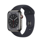 Apple Watch Series 8 (GPS + Cellular, 45mm) Smartwatch - Edelstahlgehäuse Graphit, Sportarmband Mitternacht - Regular. Fitnesstracker, Blutsauerstoffund EKGApps, Always-On Retina Display, Wasserschutz